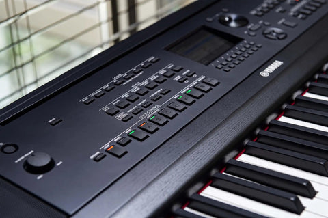 Close-up of DGX-670B 88 Key Weighted Digital Piano with CFX Grand Piano Sound and Acoustic Touch Action, control panel view