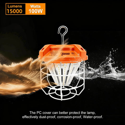 Boss Level 100W LED Work Light Pumping Out 15000 Lumens with protective cover, suitable for outdoor job sites.