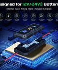 20A 12V/24V MPPT Wireless Solar Charge Controller With Bluetooth App detail view on circuit board background