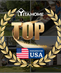 Image featuring a gold laurel wreath with the words 'Top Lawn & Garden Brand,' USA flag emblem, and Yitahome logo.