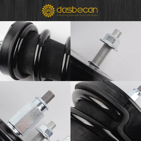 Close-up of Two Piece Front Struts Assembly With Magnetic Electronic Suspension For 2007 To 2014 Cadillac Escalade Suburban Tahoe GMC Yukon XL Sierra 1500 Replace 580435 For Better Ride And Handling, featuring coil spring and mounting bolt details.