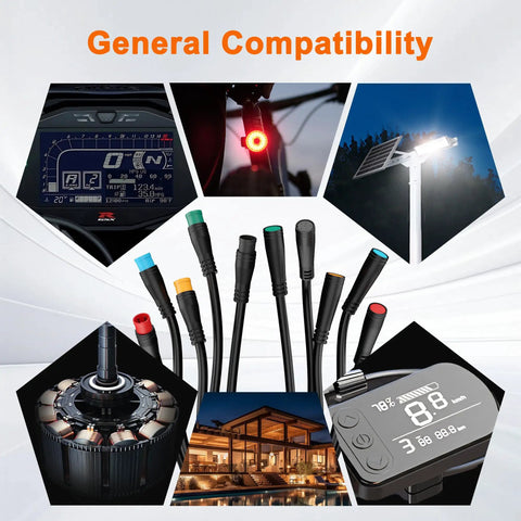 Extend Cable With Julet Plug Female To Female Connectors For Electric Bike Throttle Ebrake Display And Motor Wires 5 Pin Waterproof Heavy Duty 50cm Extension Wire Kit Bundle showcasing various uses and applications.