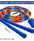 Double Dutch Jump Rope Set 16.4 Ft 2 Pack With Beaded Plastic DIY Segmented Rope Long Enough For 5 To 6 Jumpers Includes Extra Handles And Bearings Great For Kids And Adults Blue