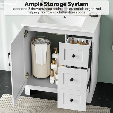 Clean Modern 30 Inch Bathroom Vanity In Bright White Matte With Integrated Sink Offering Straight Up Killer Storage Through Dual Soft Close Drawers And Solid Cabinet Door total upgrade for your space with ample storage.