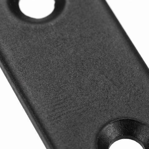 Close-up of black stainless steel bracket from 30 Pack Black Stainless Steel Flat Brackets With Screws For Bed Frames Furniture And Shelves