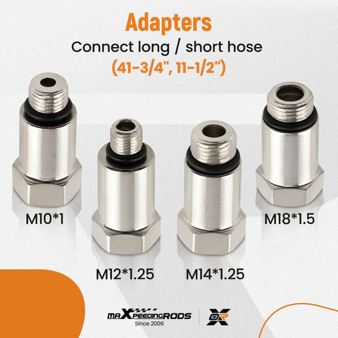 maXpeedingrods cylinder leak-down tester adapters, four chrome fittings with M10/M12/M14/M18 threads and O-rings