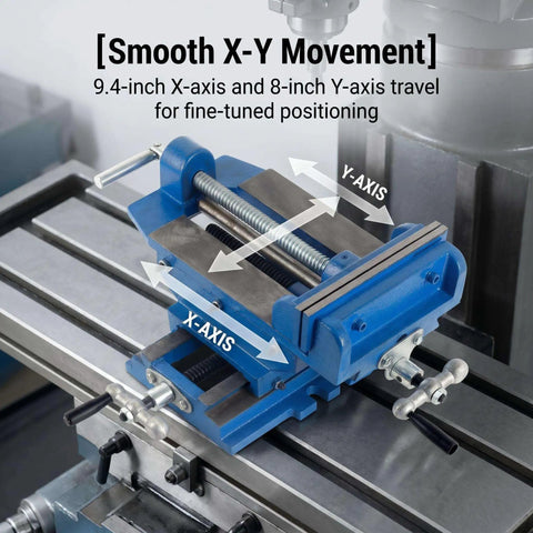 Solid Heavy Duty Bench Vise With Precision Cross Slide And X Y Axis Travel, 6 Inch Jaw Capacity for smooth X-Y movement