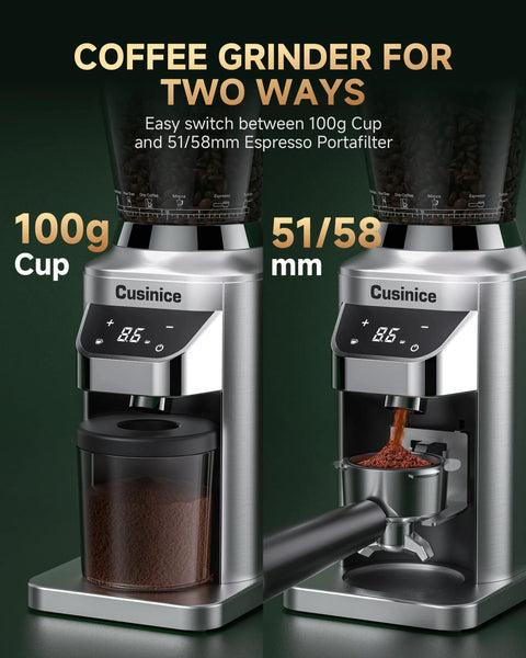 Conical Burr Coffee Grinder For Home Use With 34 Grind Settings, 40mm Stainless Steel Burr, Top-Notch Anti-Static Espresso Grinder