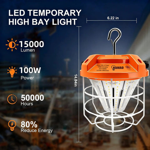 Boss Level 100W LED Work Light Pumping Out 15000 Lumens Straight Fire Illumination overhead view, dimensions visible, rugged design.