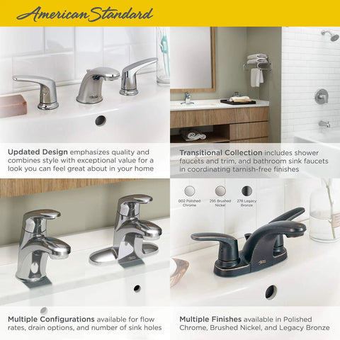 Colony Pro One-Handle Bathroom Faucet With Metal Drain, 1.2 GPM, Brushed Nickel Finish displayed on modern sink