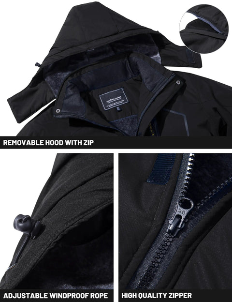 Men's Winter Jacket With Hood For Skiing And Snowboarding Stay Warm All Day Warm Fleece Lining Water Resistant Left Zip Design