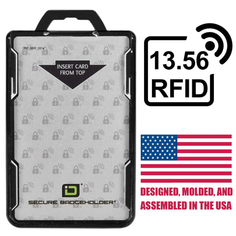 RFID Blocking Secure Badge Holder Duolite 2 Card ID Holder Polycarbonate Beefy Heavy Duty Hard Plastic USA Molded FIPS 201 Approved Black