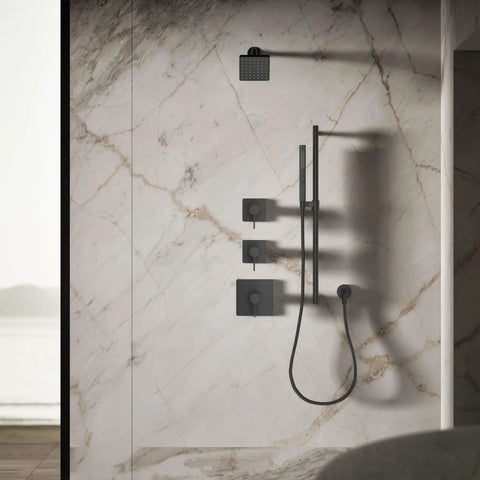 Parallel Single Function Showerhead 1.75 GPM Matte Black Finish For Fresh Bath Upgrade in modern bathroom setting