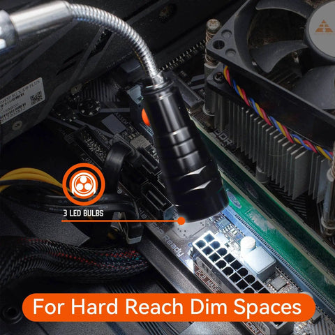 Magnetic Pickup Tool With Telescoping Flashlight And Extendable Magnet Stick Three Bright LED Lights For Tight Corners Includes Eight Batteries A Perfect Gift For Him Dad Boyfriend Men On Birthdays Or Fathers Day used in a computer build