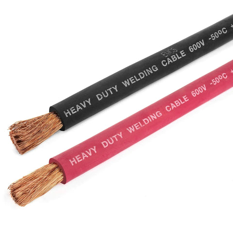 6 Gauge Premium Extra Flexible Welding Cable 600 Volt Combo Pack Black And Red, 25 Feet Each, Sunlight Resistant And Water Resistant