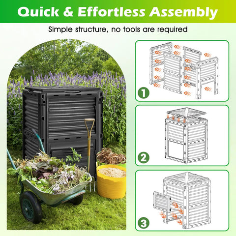 Outdoor Compost Bin 80 Gallon Aerated Compost Box With Top Flip Lid Large Capacity For Kitchen Waste And Garden Scraps