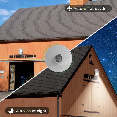 No Fuss 250W Equivalent Barn Light With 29W LED Bulb Energy Saving Outdoor Dusk To Dawn Flood Light installed on barn