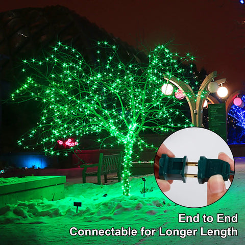 Incandescent 150 Count Christmas String Lights On Green Wire 120V UL Certified Fairy Lights wrapping a tree outdoors