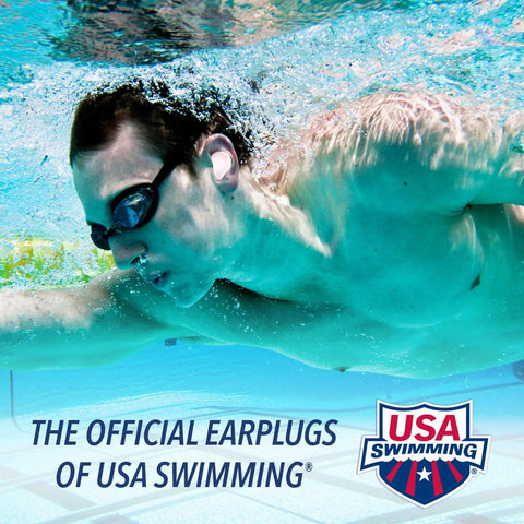 Swimmer underwater wearing Pillow Soft Silicone Ear Plugs For Sleep And Travel 6 Pair Value Pack Moldable Putty Ear Plugs USA Made