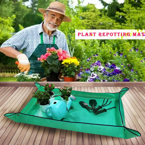 Two Pack Extra Large Plant Repotting Mat For Indoor Plants Waterproof PVC Potting Tray 43.3 By 29.5 Inches Foldable Mess Control Stain Resistant Portable Work Surface For Houseplants Succulents And Garden Projects