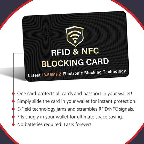 Five Pack RFID Blocking Cards For Wallets And Purses Protect NFC Contactless Debit And Credit Cards Bank IDs And ATM Cards