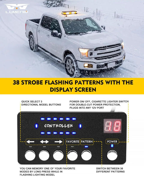 Slick 42 Led Roof Top Strobe Beacon Light Bar Brings The Heat Heavy Duty Emergency Warning Flasher Plug And Play Controller in snow.