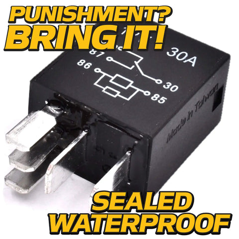 Beefed-Up 12V 30A Waterproof Relay For Lawn Mowers And Tractors, IP68 Sealed With Dielectric Grease Included, Heavy Duty Electric Switch Built For Zero-Turns And Outdoor Equipment, Corrosion Resistant, Plug-And-Play Installation, black relay with metal terminals
