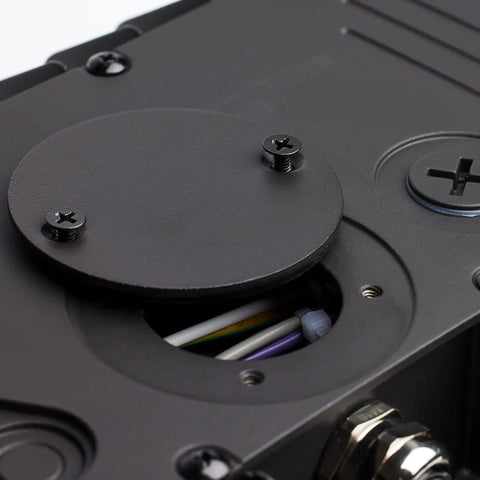 Close-up view of the mounting plate on Beefy Outdoor LED Flood Light 90W 11.5 Inch 5000K Daylight Bronze Finish 150 Degree Beam