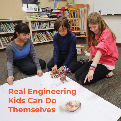 Children building circuits with Epic STEM Kit For Kids Aged 8 To 10 Build Robots Tinker Circuits And Engineer With Motors Wood Parts