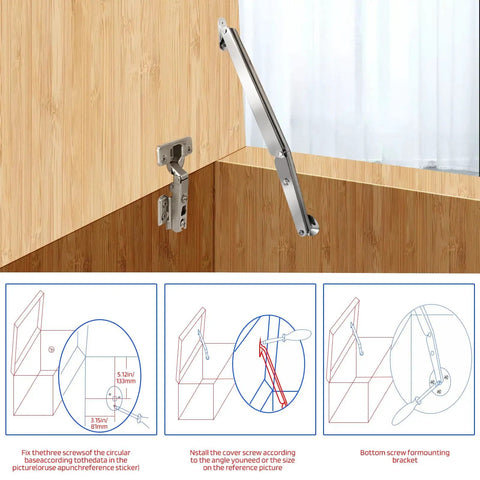 Two Pack 250N Lid Support Hinges for Toy Boxes installed on wooden storage box
