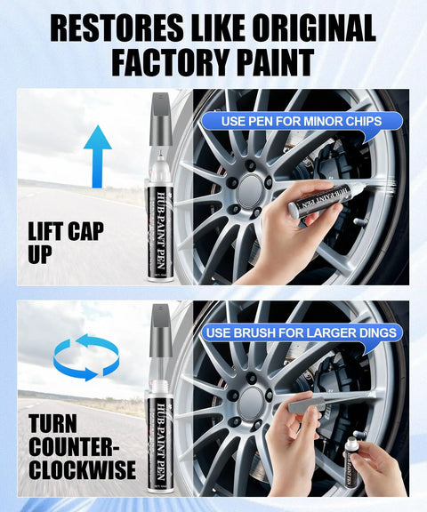 Pro Shop Gloss Gray Rim Repair Kit For Scuffed Street Whips And Curb Rash With Durable Waterproof Paint Quick Fix Touch Up Pen for alloy wheels and curb damage.