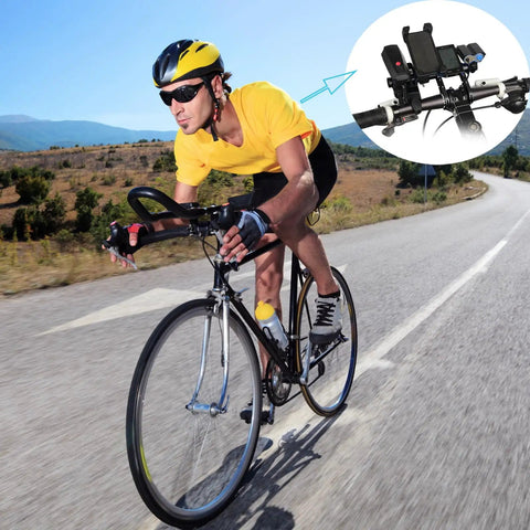 Cyclist using Bike Handlebar Extender Aluminum Alloy Bracket Extension Set for Mounts on road ride