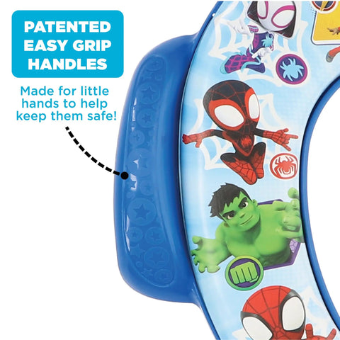 Ultra Comfy Toddler Potty Training Seat With Rock Solid Side Handles And Dead Simple Rinse Off Design Made In Usa, featuring easy grip handles.