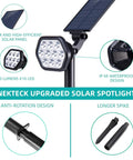 Solar Outdoor Lights 10 LED Landscape Spotlights, Two-In-One Wireless Adjustable Wall Lights, Warm White features chart