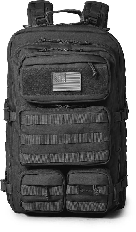 Front view of Rugged 50L Tactical Backpack For Men And Women With Two Point Four Times Stronger Fabric Water Resistant Military Molle Rucksack