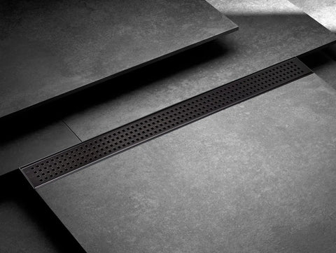 36 Inch Linear Shower Drain Venetian Bronze With Removable Quadrato Grate, Stainless Steel Shower Floor Drain For Modern Bathrooms