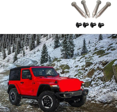 No Tools Needed Door Hinge Repair Kit For Cars 30 Second Install Aluminum Hinge Set shown over off-road vehicle in snow