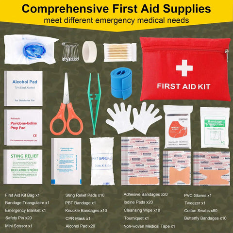 Image of All In One Survival First Aid Kit 248 Pcs With Go-To Tactical Gear Emergency Trauma Medical Supplies In A Durable MOLLE Pouch.