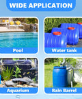 Image showing applications of Heavy Duty Three Inch PVC Bulkhead Fitting Kit for pools, water tanks, aquariums, and rain barrels.