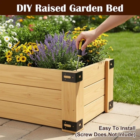 Rock Solid Ten Pack Black Slotted L Brackets For Furniture Adjustable Corner Supports Heavy Duty Metal Right Angle Braces No Sweat Setup Built Like A Tank For Any DIY Project with flowers in raised garden bed.