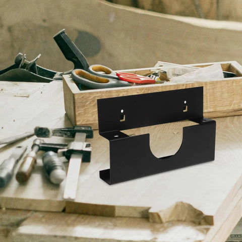 Angle Grinder Holder Wall Mount Rack for Garage and Workshop on wooden table with tools