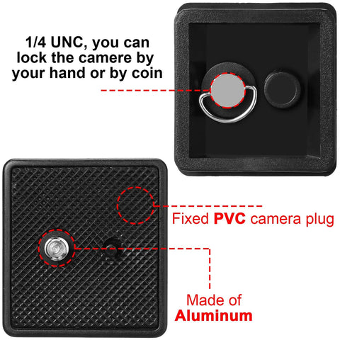 Two Pack 41mm Quick Release Plates For Tripod Ball Heads Compatible With Ambico V0552 V0554 Sunpak 7500 Pro 7500TM 7575 Kalimar Pro Tech V40 Replacement, black PVC and aluminum
