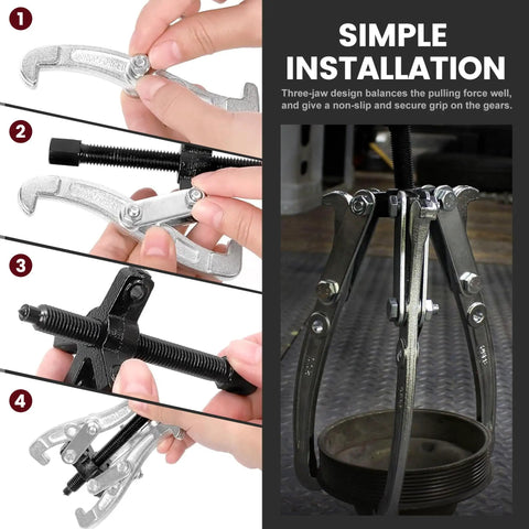 Beast Mode Heavy Duty 3 Jaw Gear Puller Set With Reversible Jaws For Pulley Bearing Flywheel Removal in installation process