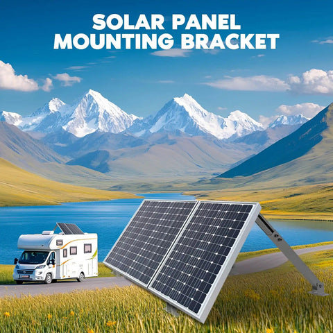 Adjustable Solar Panel Mounting Brackets Kit For 14 To 27 Inch Panels Aluminum Alloy Tilt Brackets on RV with mountains