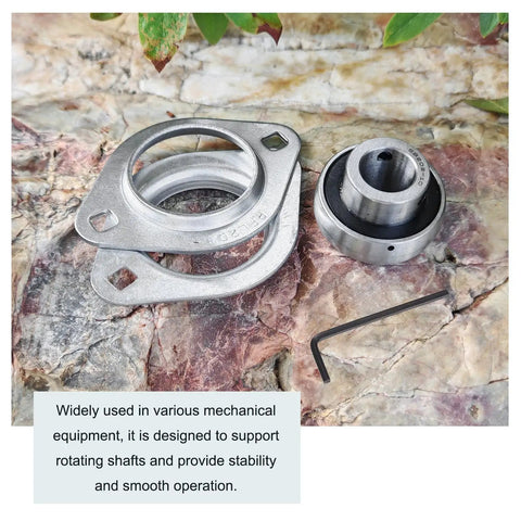 Pillow Block Bearing With Three Quarter Inch Bore, 304 Stainless Steel Housing, Set Screw Lock, wrench included