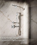 Forté Four-Function Handshower With Nonpositive Shutoff, 3 Spray Modes, Polished Chrome installed in marble shower