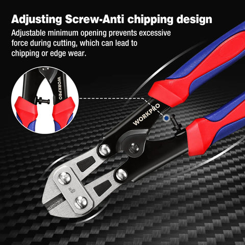 Mini Bolt Cutter 8 Inch With Spring Loaded Action, Heavy Duty Wire Cable Cutter For Tough Jobs with soft anti slip handle