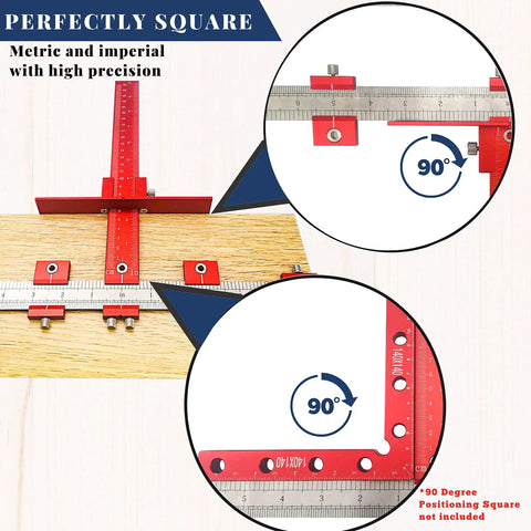 Precision Cabinet Door Handle Jig For Hardware Mounting With 5mm And 4mm Drill Guide Made From Hella Tough Aluminum Alloy in use with measurement markings.