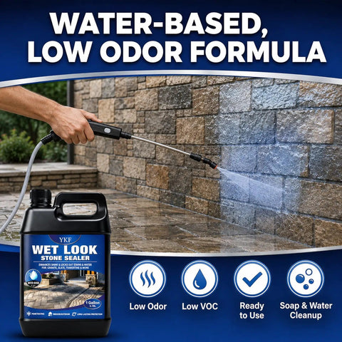 Applying Slick Wet Look Stone Sealer Hella Durable Water Based Color Enhancer For Outdoor Pavers Concrete Patio Driveway.