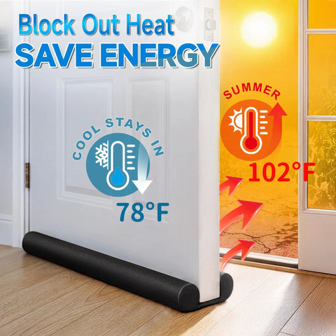 32 Inch Door Draft Stopper Foam Blocker for Interior Doors under white door showing temperature insulation